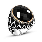 Silver Black Zircon Stone Men's Ring